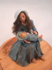 Polymer clay dollhouse sized Mary and Jesus sculpture