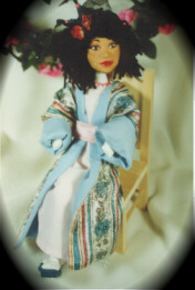 Fabric China Doll with polymer clay face