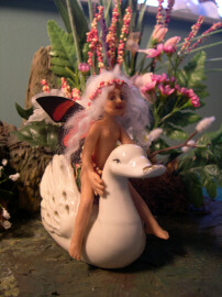 Fairy Waif riding a ceramic duck
