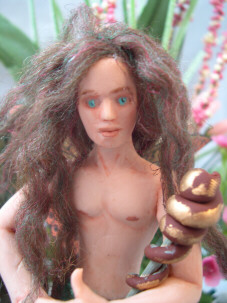 Close up of Fairy Lance, polymer clay fairy doll